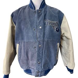 G-III CARL BANKS Tennessee Titans Vintage Suede Leather Jacket NFL Blue MEDIUM